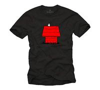 MAKAYA Witzige T-Shirts für Männer Dog Print Herren Schwarz Größe XXL