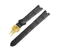 MAKAZHZZRM Passend for Rado Lederarmband R2285415 Herren- und Damen-Uhrenarmband mit Schmetterlingsschnalle 14 18(BLACK WHITE,14x5mm)