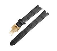 MAKAZHZZRM Passend for Rado Lederarmband R2285415 Herren- und Damen-Uhrenarmband mit Schmetterlingsschnalle 14 18(Black Gray,14x5mm)