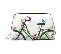Make-up-Organizer mit Vögeln und Blumen auf Fahrrädern, tragbare Kulturtasche für Damen, gold, Einheitsgröße, Kulturbeutel
