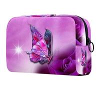 Make-Up Reiseetui Lila Schmetterlings-Rosen-Blumen Große Kapazität Make-Up Kosmetiktasche Reise-Organizer Für Zubehör