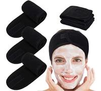 Make-up Stirnband 3 Stück Damen-Stirnbänder aus weichem Frottee, verstellbar, Sport-Haarband, Yoga, Spa, Bad, Dusche, Waschen, Gesicht, Make-up, Hautpflege, breites Kopfband(Black)