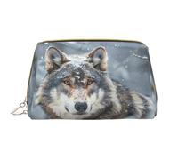 Make-up-Tasche aus Leder, Majestic Snowy Wolf Kosmetiktasche, Reise-Kulturbeutel für Frauen, Make-up-Tasche, große Kapazität, Make-up-Tasche, Organizer, niedliche Make-up-Tasche