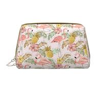 Make-up-Tasche aus Leder, tropischer Flamingo, Ananas, Kosmetiktasche, Reise-Kulturbeutel für Damen, Make-up-Tasche, große Kapazität, Make-up-Tasche, Organizer, niedliche Make-up-Tasche