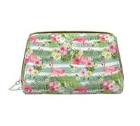 Make-up-Tasche aus Leder, tropischer Flamingo, Reise-Kulturbeutel für Damen, Make-up-Tasche, große Kapazität, Make-up-Tasche, Organizer, niedliche Make-up-Tasche