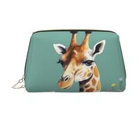 Make-up-Tasche aus PU-Leder, Reise-Kosmetiktasche, wasserdicht, große Kapazität, Kulturbeutel, Organizer mit Reißverschluss, niedlich, tragbar, Giraffe mit Blumen, Kulturbeutel, Make-up-Tasche für
