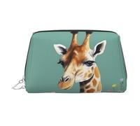 Make-up-Tasche aus PU-Leder, Reise-Kosmetiktasche, wasserdicht, große Kapazität, Kulturbeutel, Organizer mit Reißverschluss, niedlich, tragbar, Giraffe mit Blumen, Kulturbeutel, Make-up-Tasche für