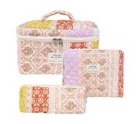 Make Up Tasche - Baumwoll Kosmetiktasche 3 Stück Set | Reise Kulturbeutel Organizer | Niedliche Make Up Pinsel Aufbewahrung Für Hautpflege Ästhetische Tasche Frauen