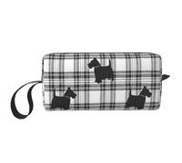 Make-up-Tasche, Empfangstasche, Reise-Kosmetiktasche, Kulturbeutel, tragbarer Make-up-Taschen-Organizer,Scottish Terrier Plaid Scotty Dog