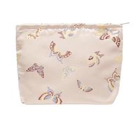 Make-up-Tasche, große Baumwolltasche mit Reißverschluss, für Geldbörse, Reisen, Leinen, Make-up-Organizer für Damen, Kosmetik, Schmetterlings-Rosa