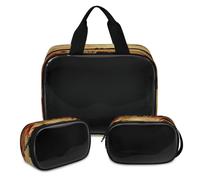 Make-up-Tasche im Vintage-Stil mit Musiknoten, für Damen und Herren, durchscheinend, Kosmetiktasche, Kulturbeutel, Duschtasche, 3 Stück, Reise-Kulturartikel, Kosmetik-Organizer, farbe, XL,