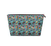 Make-up-Tasche mit Aufdruck "Afternoon Tea Cake Print", Kosmetiktasche, Reise-Kulturbeutel für Damen, niedlicher Leder-Make-up-Organizer