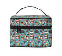 Make-up-Tasche mit Aufdruck "Afternoon Tea Cake Print", niedliche Kosmetiktasche für Damen, große Reise-Make-up-Organizer-Tasche