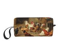 Make-up-Tasche mit Bauernhof-Hühner-Aufdruck, langlebige Kosmetiktasche, Make-up, Reisetasche, wichtige Geschenke für Damen und Herren, weiß, Einheitsgröße