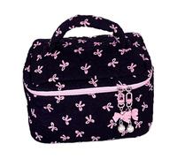 Make-up-Tasche mit Blumenmuster, tragbar, gesteppt, multifunktional, Reise-Kulturbeutel, Make-up-Aufbewahrungs-Organizer für Badezimmer, Schwarz , Refer to description, Uni