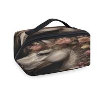 Make-up-Tasche mit Einhorn-Blumenmotiv für Damen, Herren, Mädchen, Jungen, Kulturbeutel, tragbar, Kosmetik, Toilettenartikel, Organizer, Duschtasche