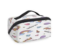 Make-up-Tasche mit Einhorn-Regenbogen-Herz, niedlich, für Damen, Herren, Mädchen, Jungen, Einhorn, Kulturbeutel, Kosmetik, Toilettenartikel, Organizer, Duschtasche