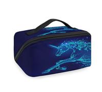 Make-up-Tasche mit Galaxie-Motiv, für Damen, Herren, Mädchen, Jungen, magisches Einhorn, tragbar, Kulturbeutel, Kosmetik, Toilettenartikel, Organizer, Duschtasche, Blau