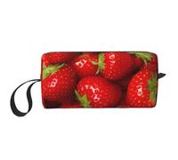 Make-up-Tasche mit rotem Erdbeerfrucht-Druck, strapazierfähige Kosmetiktasche, Make-up, Reisetasche, wichtige Geschenke für Damen und Herren, weiß, Einheitsgröße