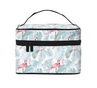 Make-up-Tasche, Motiv: tropischer Flamingo, niedliche Kosmetiktasche für Damen, Kulturbeutel, große Reise-Make-up-Organizer-Tasche