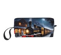 Make-up-Tasche, Motiv: Winter, Weihnachten, Schnee, Nacht, Eisenbahn, Zug, langlebig, Kosmetiktasche, Make-up, Reisetasche, unverzichtbares Geschenk für Damen und Herren, weiß, Einheitsgröße