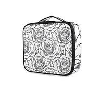 Make-up-Tasche, Ostereierkorb, Kosmetikkoffer mit Trennwänden, Kosmetiktasche für Damen und Mädchen, graue Rosen