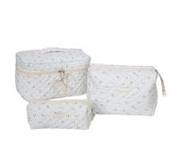 Make-up-Tasche, Reise-Kosmetiktaschen-Set, große Kapazität, Kulturbeutel, Blumendruck, Waschstift für Damen und Mädchen, 3-teilig, Kleine weiße Kirschen, A01, Mass Beauty