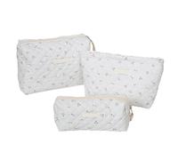 Make-up-Tasche, Reise-Kosmetiktaschen-Set, große Kapazität, Kulturbeutel, Blumendruck, Waschstift für Damen und Mädchen, 3-teilig, Kleine weiße Kirschen, A03, Mass Beauty