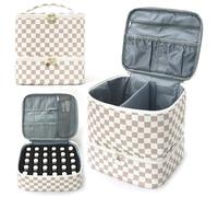 Makeup Bag, Double Layer Multifunctional Makeup Case with Compartments & Handle Travel Cosmetic Bag Toiletry Storage Pouch, Gift for Women Vanity Cases Toiletry Bags Travel Essentials
