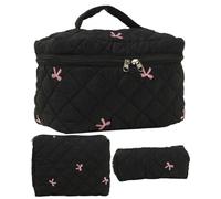 Makeup Bag Set, Large Toiletry Pouch Set, Quilted Cosmetic Bag, Travel Toiletry Bag for Women, Cotton Makeup Organizer, Cosmetic Bag for Travel, Women’s Toiletry Travel Bag, Multi-Compartment Makeup