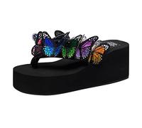 MakeYouChic Sandalen Damen Sommer, Flip Flops Damen Hausschuhe Schuhe Damen Altrosa Damen Mädchen Schmetterling Blumen Wedges Flip Flops Sandalen Hausschuhe Strandschuhe Damenschuhe Pumps Flip Flops D