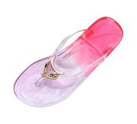 MakeYouChic Sandalen Damen Sommer, Flip Flops Damen Hausschuhe Schuhe Damen Rot 97 Damenschuhe Slip Toe Hausschuhe Weiche Sohlen können für Hausschuhe verwendet Werden Mode Strand Kristall Hausschuhe