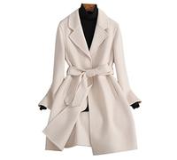 MakeYown Frauen Doppelseitiger Kaschmirmantel Frauen Mit Mittlerer Länge Schlanker Mode-Wollmantel,Beige,M