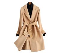 MakeYown Frauen Doppelseitiger Kaschmirmantel Frauen Mit Mittlerer Länge Schlanker Mode-Wollmantel,Camel,XL