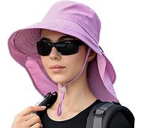 MAKFORT Sonnenhut Damen Outdoor Sommer Breiter Krempe UV Schutz Hut wasserabweisend mit großem Nackenschutz Pferdeschwanz Strandhut