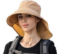 MAKFORT Sonnenhut Damen Outdoor Sommer Breiter Krempe UV Schutz Hut wasserabweisend mit großem Nackenschutz Pferdeschwanz Strandhut
