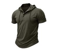 MakingDa Athletisch Kurzarm Mit Kapuze Männer Mode Training Fitnessstudio Pullover Shirt Mit Kapuze Knopf Muskel Fit Sommer Sweatshirt Leicht Hip Hop Laufen Boxen Wandern Sport Hoodys T-Shirt