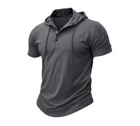 MakingDa Athletischer Kurzarm-Kapuzenpullover für Herren, modisch, Workout, Fitnessstudio, Pullover, Kapuzenshirt, Knopf, Muskel-Passform, Sommer-Sweatshirt, leicht, Hip-Hop, Laufen, Boxen, Wandern
