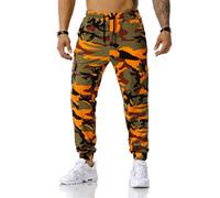 MakingDa Camouflage-Trainingshose für Herren, Camouflage-Jogginghose, Cargo-Jogginghose, mehrere Taschen, Kampf-Sweathose, Orange, 52