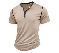 MakingDa Henley-Shirts für Herren, Vintage-Stil, kurzärmelig, Muskeltraining, Sommer, Knopf, einfarbig, Golf, Großvater, lässig, klassisch, atmungsaktiv, leicht, normale Passform, Arbeit, lässig,