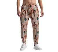 MakingDa Herren-Jogginghose aus Baumwolle mit elastischem Bund, Paisley bedruckter, Hippie-Stil Weite Beinhose, Lockere Passform, bequem für Strand, Spazierengehen, Laufen und Joggen-JK60-4-L