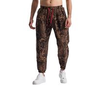 MakingDa Herren-Jogginghose aus Baumwolle mit elastischem Bund, Paisley bedruckter, Hippie-Stil Weite Beinhose, Lockere Passform, bequem für Strand, Spazierengehen, Laufen und Joggen-JK61-1-3XL