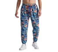 MakingDa Herren-Jogginghose aus Baumwolle mit elastischem Bund, Paisley bedruckter, Hippie-Stil Weite Beinhose, Lockere Passform, bequem für Strand, Spazierengehen, Laufen und Joggen-JK60-2-M