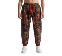 MakingDa Herren-Jogginghose aus Baumwolle mit elastischem Bund, Paisley bedruckter, Hippie-Stil Weite Beinhose, Lockere Passform, bequem für Strand, Spazierengehen, Laufen und Joggen-JK61-4-L