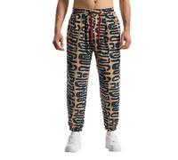 MakingDa Herren-Jogginghose aus Baumwolle mit elastischem Bund, Paisley bedruckter, Hippie-Stil Weite Beinhose, Lockere Passform, bequem für Strand, Spazierengehen, Laufen und Joggen-JK62-2-3XL