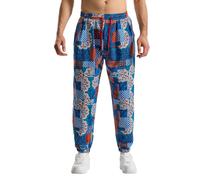 MakingDa Herren-Jogginghose aus Baumwolle mit elastischem Bund, Paisley bedruckter, Hippie-Stil Weite Beinhose, Lockere Passform, bequem für Strand, Spazierengehen, Laufen und Joggen-JK62-3-S
