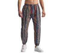 MakingDa Herren-Jogginghose aus Baumwolle mit elastischem Bund, Paisley bedruckter, Hippie-Stil Weite Beinhose, Lockere Passform, bequem für Strand, Spazierengehen, Laufen und Joggen-JK60-5-3XL