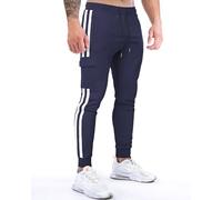 MakingDa Herren-Jogginghose, Trainingshose, leger, Fitnessstudio, athletisch, elastische Taille, schmale Passform, Jogging, Sporthose mit mehreren Taschen, dunkelblau, L