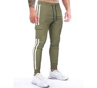 MakingDa Herren-Jogginghose, Trainingshose, leger, Fitnessstudio, athletisch, elastische Taille, schmale Passform, Jogging, Sporthose mit mehreren Taschen, armee-grün, M
