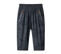 MakingDa Herren Shorts 3/4 Jogger Capri Casual Sport Hose Sommer Lockere Trainingshose mit Reißverschluss Gym Laufen Training Hose Elastischer Bund Unter dem Knie Kurze Hose mit Reißverschlusstasche